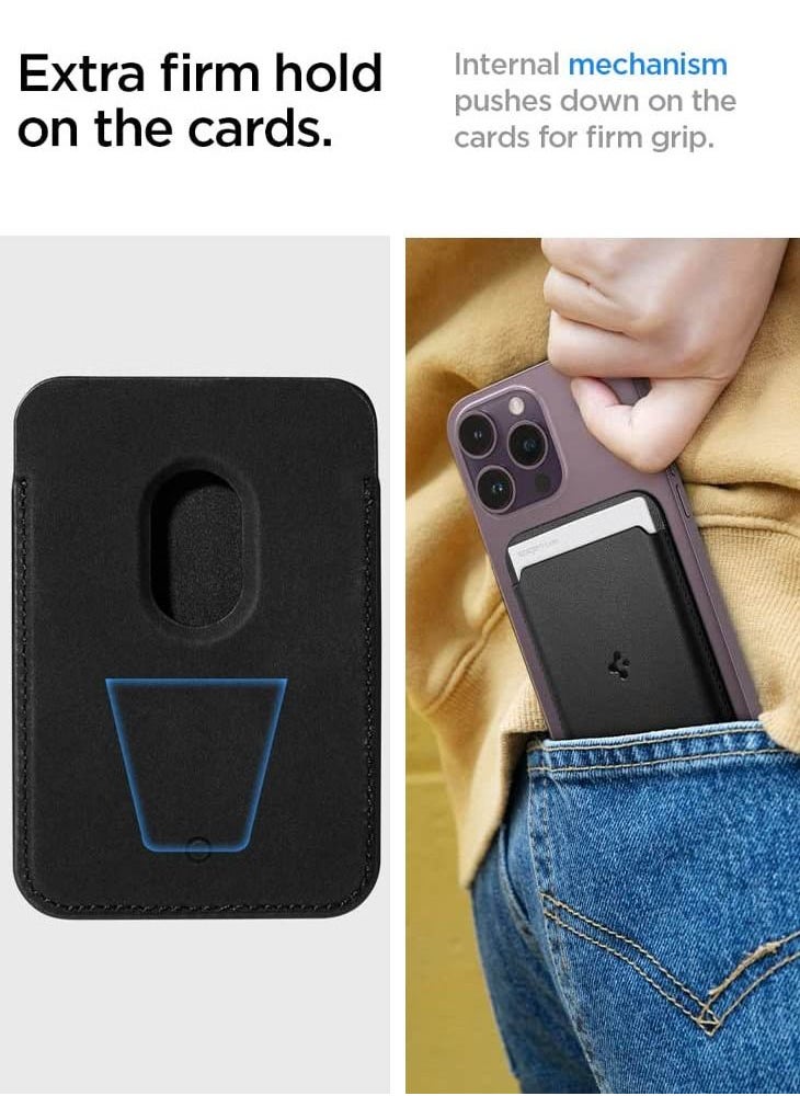Valentinus (MagFit) Magnetic Wallet Card Holder (3 Cards) for MagSafe Compatible with iPhone 16, iPhone 15, iPhone 14, iPhone 13 and iPhone 12 Models - Black