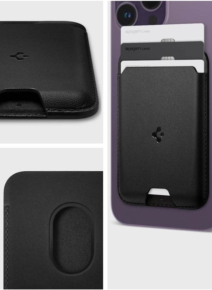 Valentinus (MagFit) Magnetic Wallet Card Holder (3 Cards) for MagSafe Compatible with iPhone 16, iPhone 15, iPhone 14, iPhone 13 and iPhone 12 Models - Black