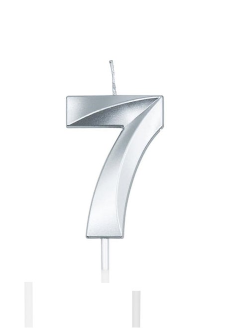 Silver Number Candles For Happy Birthday Cake and Party Number 7