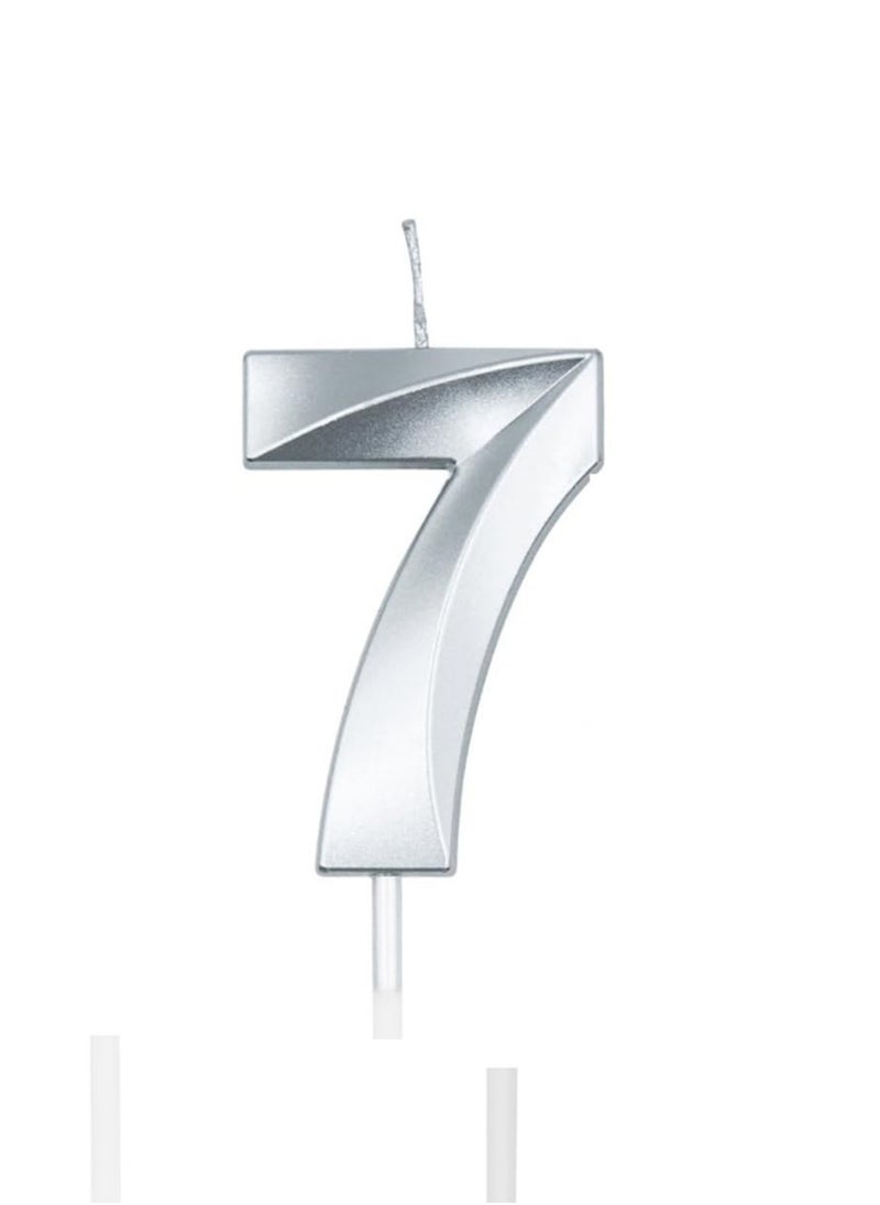 null - Silver Number Candles For Happy Birthday Cake and Party Number 7 - Image 1