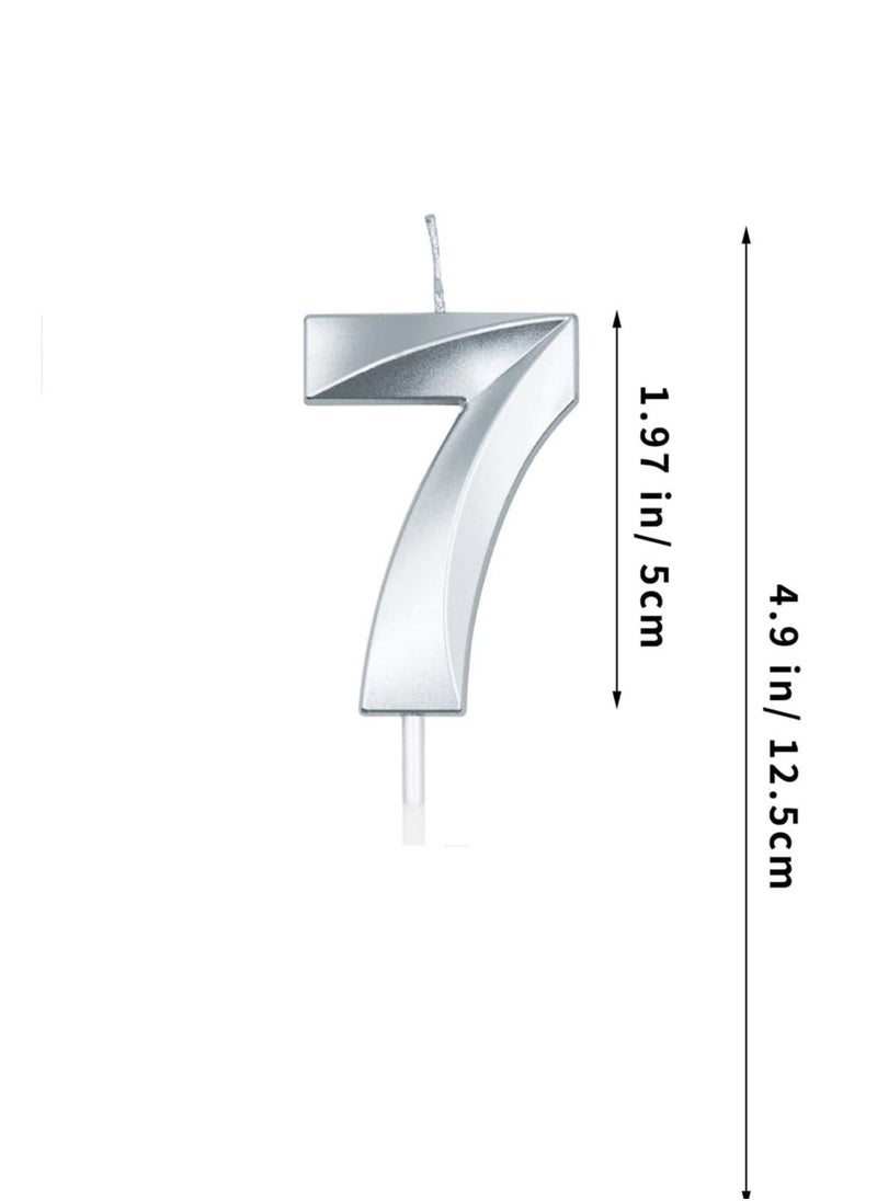 null - Silver Number Candles For Happy Birthday Cake and Party Number 7 - Image 1