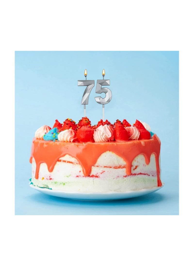null - Silver Number Candles For Happy Birthday Cake and Party Number 7 - Image 1