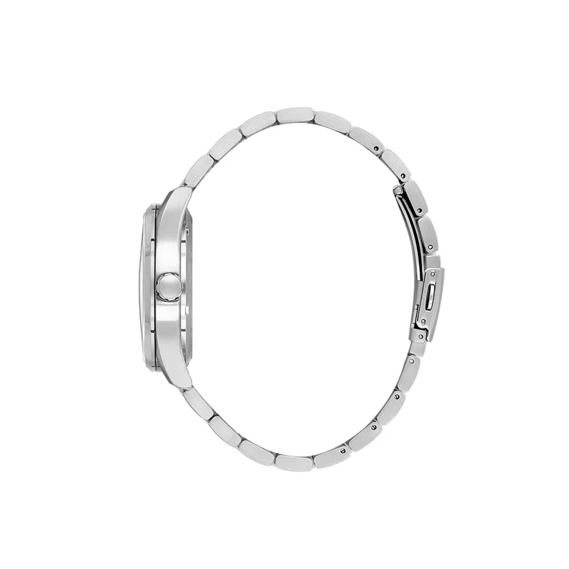 DANIEL KLEIN Men's Stainless Steel Silver Brass Case Analog Dark Blue Round Skeleton Dial Automatic Skeleton 50 Meters Water Resistant