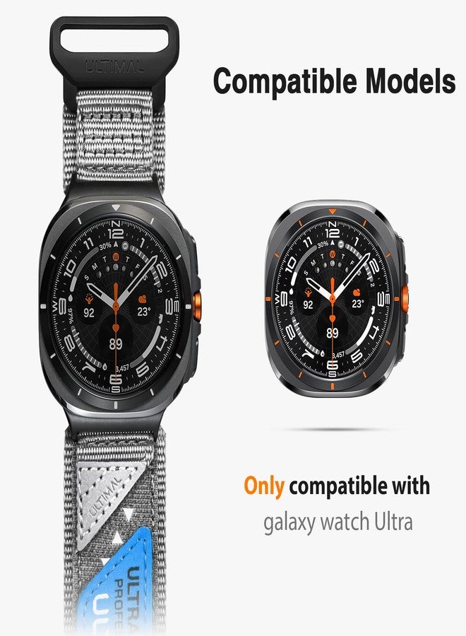ULTIMAL Band Compatible with Samsung Galaxy Watch Ultra 47mm(2024/2025) band for Men Women, 47mm Nylon Sport Breathable Replacement Strap for Galaxy Watch Ultra (Gray, L) - Image 3