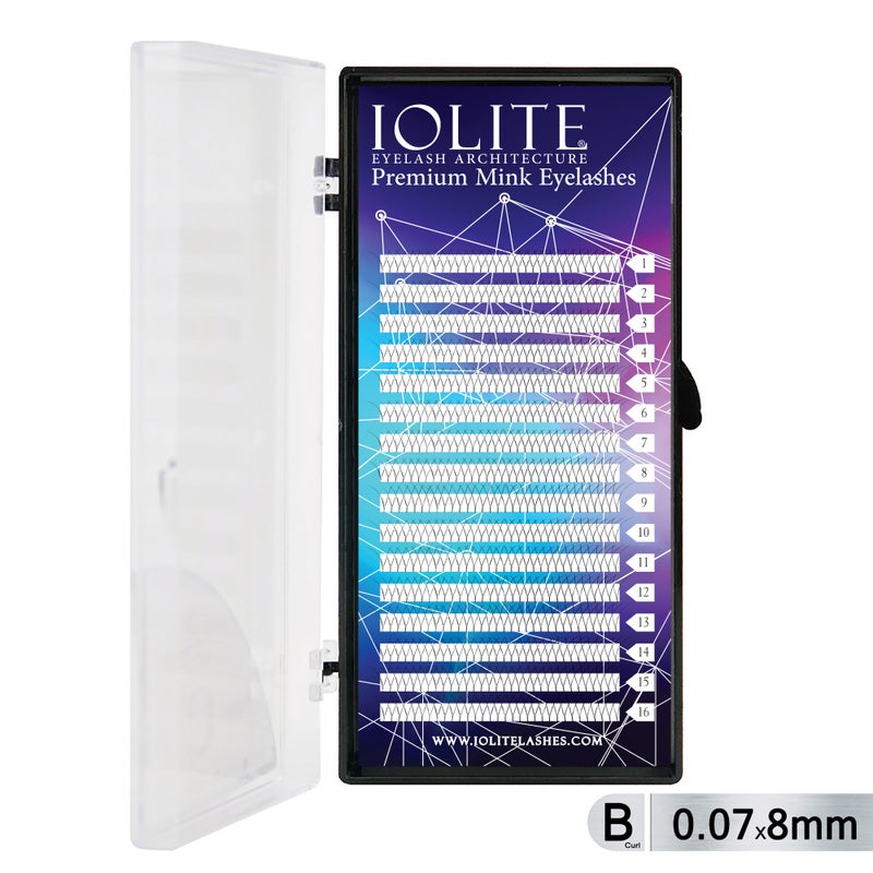 IOLITE تمديدات رموش مميزة على شكل Y من مزيج المنك - 8 مم، 0.07T، تجعيد B، رموش فردية ناعمة وطبيعية للاستخدام المهني