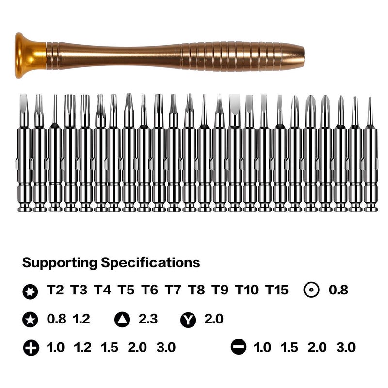 Axtella Wroughton 25 in 1 Precision Screwdriver Set Multi Pocket Repair Tool Kit with Black Leather Bag for MobilesLaptopsElectronics With Set of 3 ESD Non Magnetic Tweezers Straight Flat Curved  - Image 2