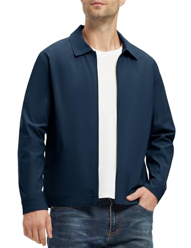 Rdruko Men's Light Jackets Windbreaker Spring Fall Lightweight Jackets Caual Stylish Jacket with Pockets, Navy, L - Image 2