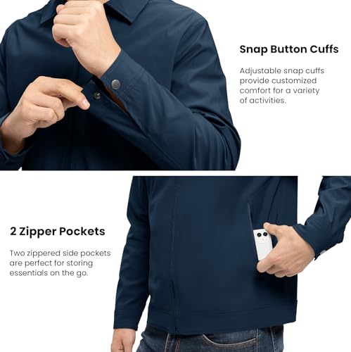 Rdruko Men's Light Jackets Windbreaker Spring Fall Lightweight Jackets Caual Stylish Jacket with Pockets, Navy, L - Image 5
