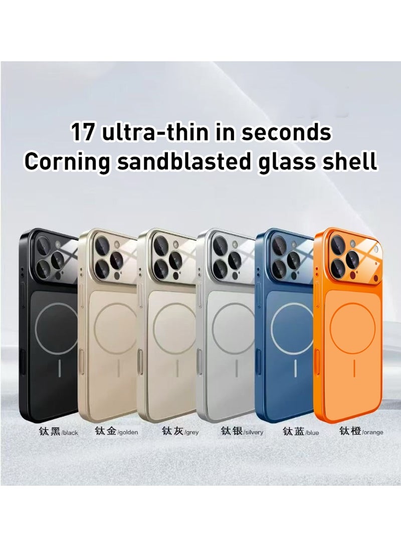 DUSALA Luxury Magnetic Glass Case for iPhone 17 Pro Wireless Compatible, Anti-Fingerprint, Shockproof & Oil-Resistant Frosted Back Cover - Image 3