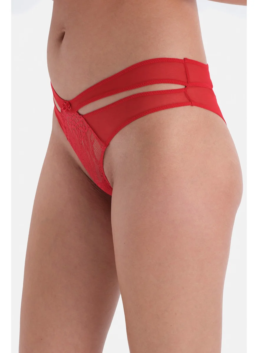 dagi Red Rope and Lace Detailed Brazillian