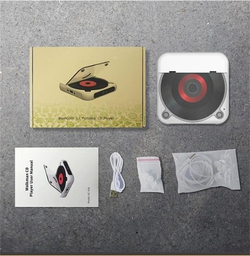 Bluetooth CD Player, Portable Rechargeable Personal CD Player for Car & Travel, with Headphones, LCD Touch Screen, Anti-Skip & Shockproof Design, Language Learning, White - Image 5