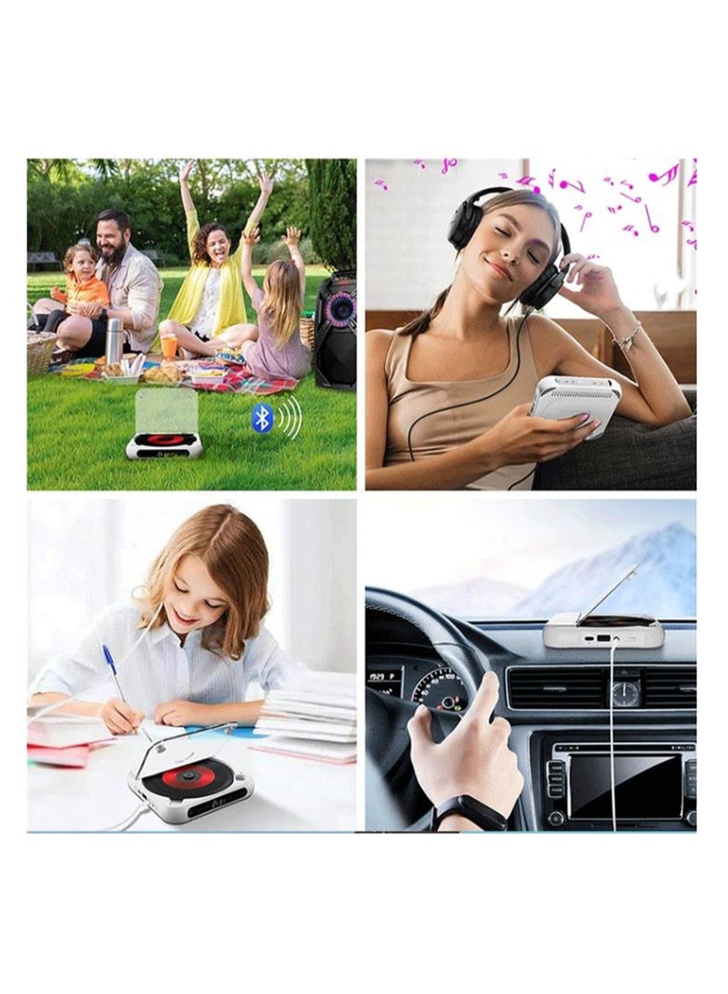 SYOSI Bluetooth CD Player, Portable Rechargeable Personal CD Player for Car & Travel, with Headphones, LCD Touch Screen, Anti-Skip & Shockproof Design, White - Image 3