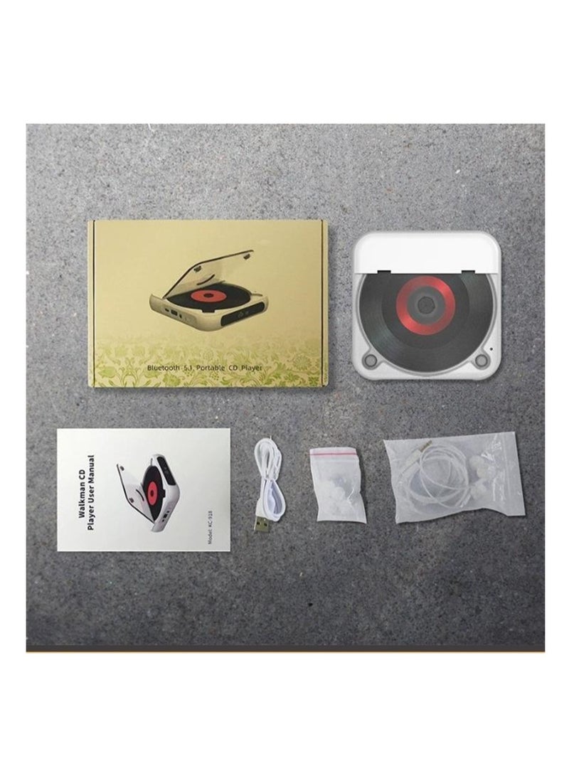 SYOSI Bluetooth CD Player, Portable Rechargeable Personal CD Player for Car & Travel, with Headphones, LCD Touch Screen, Anti-Skip & Shockproof Design, White - Image 5