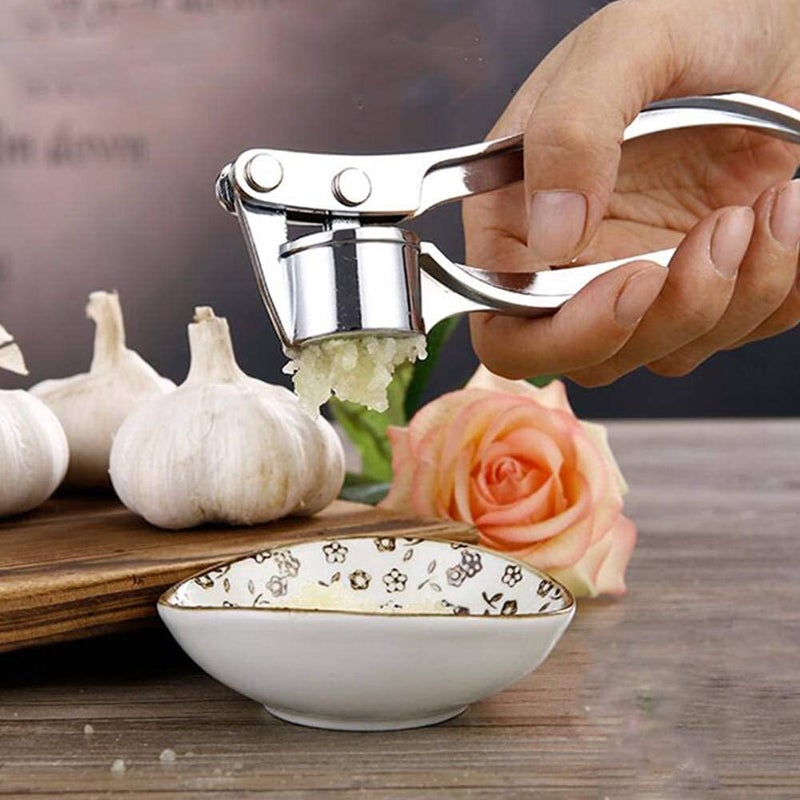 Red-Rubby RedRubby Garlic Crusher Presser Garlic Press MultiFunction Manual Portable Garlic Crusher Curved Garlic Ginger Mincer Stainless Steel Garlic Presser Garlic Grinding Slicer Multicolor Pack of 1 - Image 4