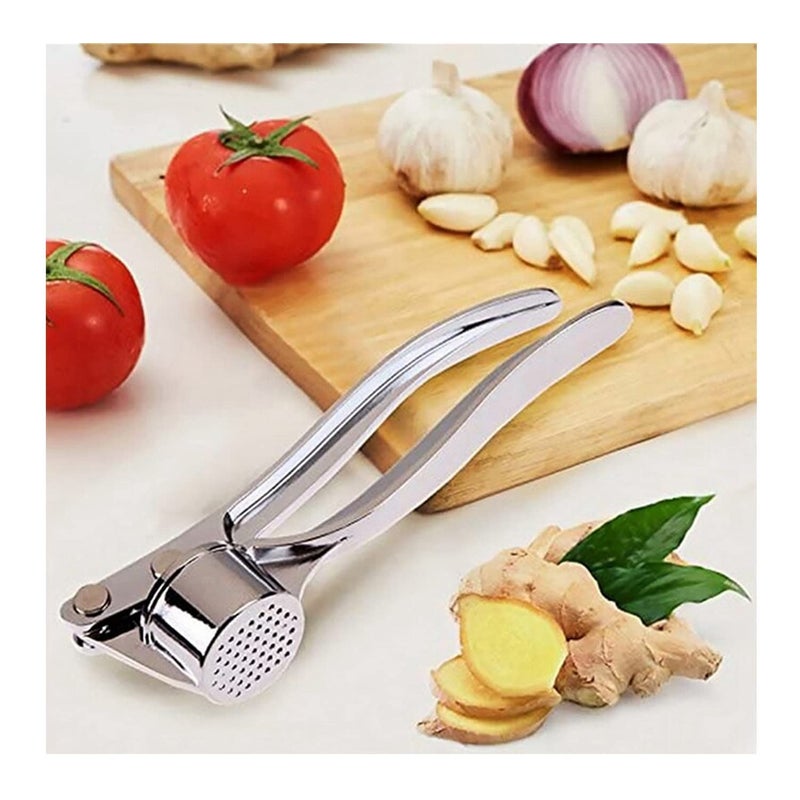 Red-Rubby RedRubby Garlic Crusher Presser Garlic Press MultiFunction Manual Portable Garlic Crusher Curved Garlic Ginger Mincer Stainless Steel Garlic Presser Garlic Grinding Slicer Multicolor Pack of 1 - Image 1