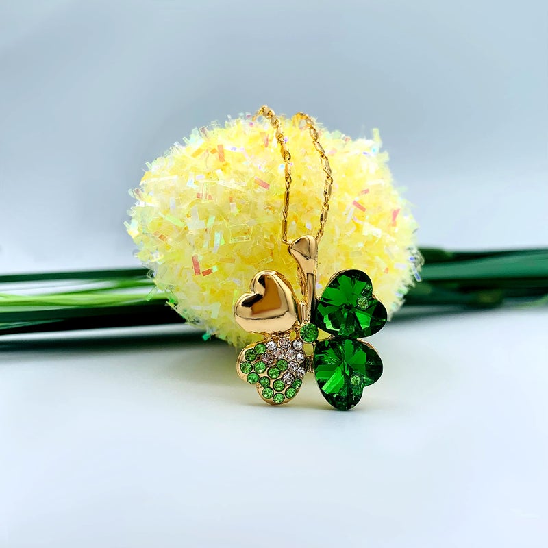 Mall of Style Irish Necklace - Shamrock Chain - Gold Clover Pendant - Good Luck Jewelry (Gold Necklace) - Image 3