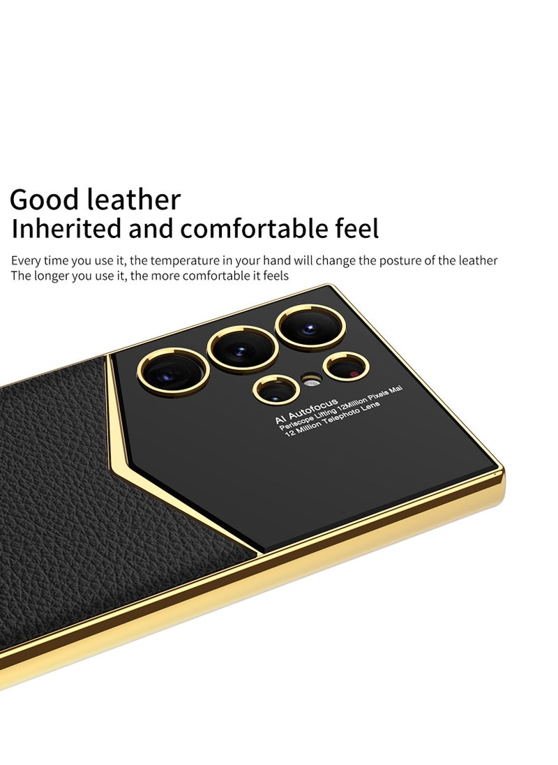 General - Samsung Galaxy S24 Ultra/S24 Plus/S24 Electroplated Leather Case with Wireless Charging Support and Ultra-Slim Anti-Drop Case - Image 1