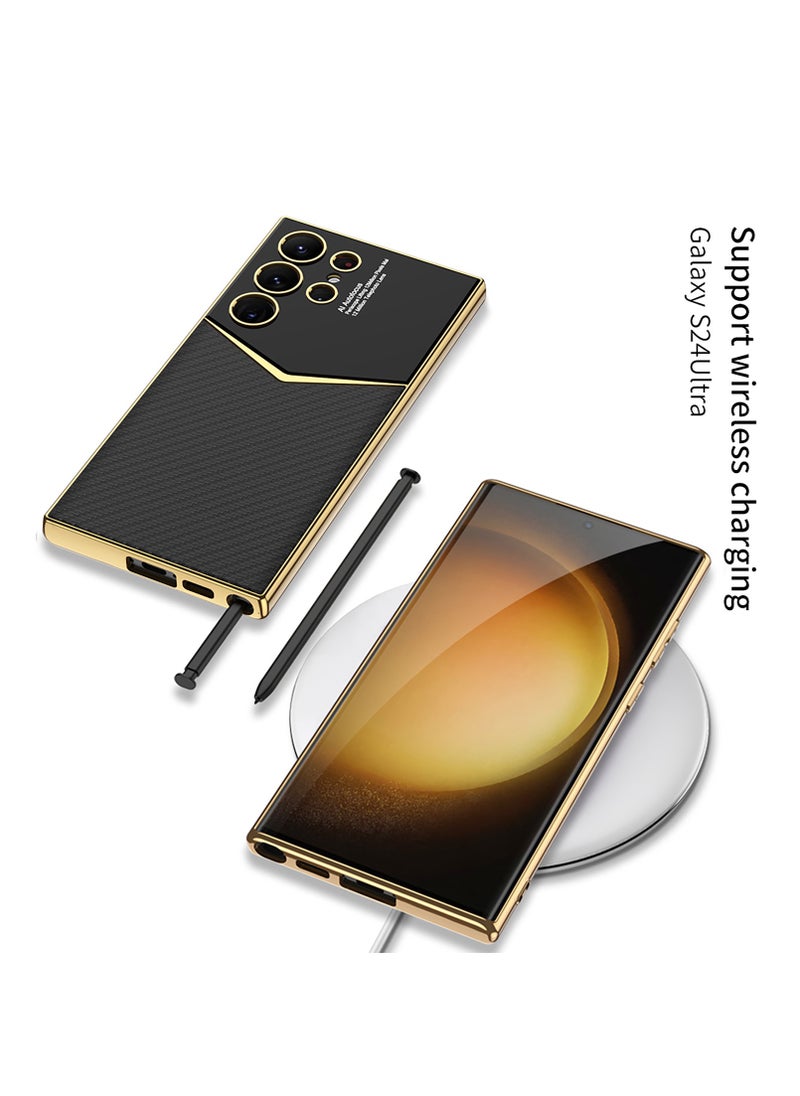 General - Samsung Galaxy S24 Ultra/S24 Plus/S24 Electroplated Leather Case with Wireless Charging Support and Ultra-Slim Anti-Drop Case - Image 1