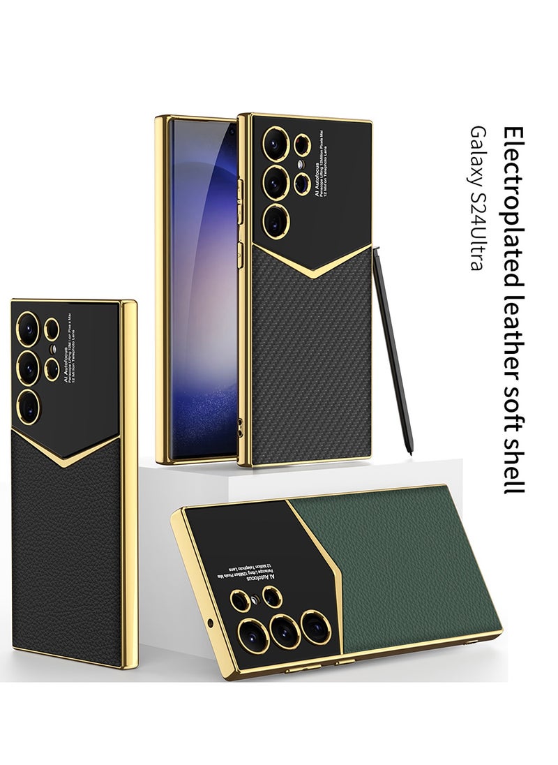 General - Samsung Galaxy S24 Ultra/S24 Plus/S24 Electroplated Leather Case with Wireless Charging Support and Ultra-Slim Anti-Drop Case - Image 1