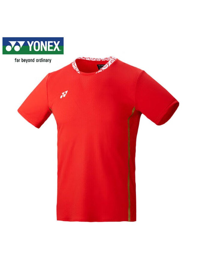 Yonex Yonex Badminton Jersey, National Team Battle Uniform, Sports Short-sleeve For Men, 10666cr, Diamond Red, Size L - Image 1