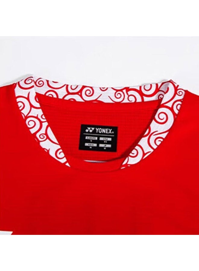 Yonex Yonex Badminton Jersey, National Team Battle Uniform, Sports Short-sleeve For Men, 10666cr, Diamond Red, Size L - Image 2