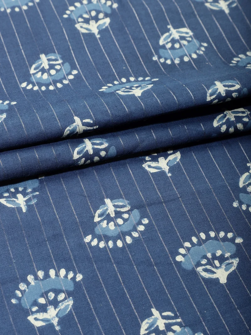 أيه كيه إس Indigo Blue Floral Fabric for Crafting