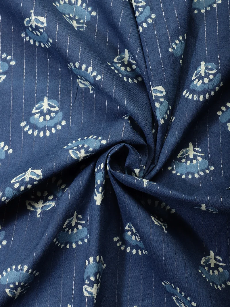 أيه كيه إس Indigo Blue Floral Fabric for Crafting