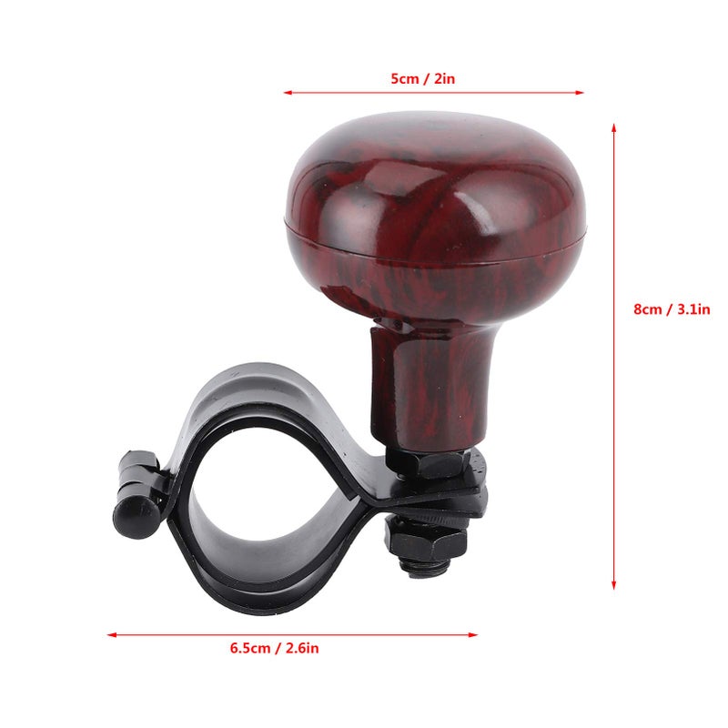 Akozon 2-Piece Steering Wheel Spinner 3.1 x 2.6 x 2 Inch Steering Wheel Knob Auxiliary Booster Aid Control Handle Mahogany Wood Grain Universal Grip Accessories - Image 3