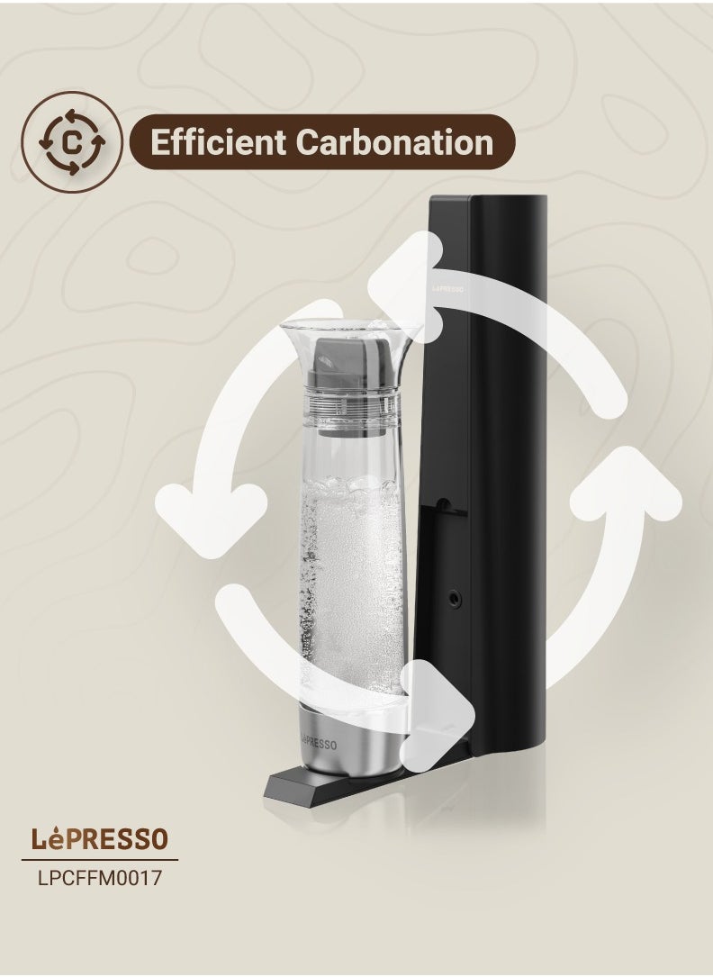 LePRESSO Sparkling Water Maker 800ml With Pressure Release Button / Portable & Compact / Durable Design / Efficient Carbonation - Black  - Image 5