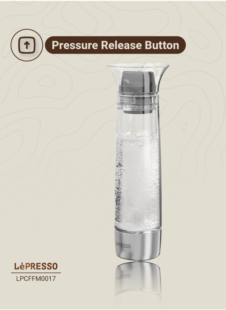 LePRESSO - Sparkling Water Maker 800ml With Pressure Release Button / Portable & Compact / Durable Design / Efficient Carbonation - Black - Image 1