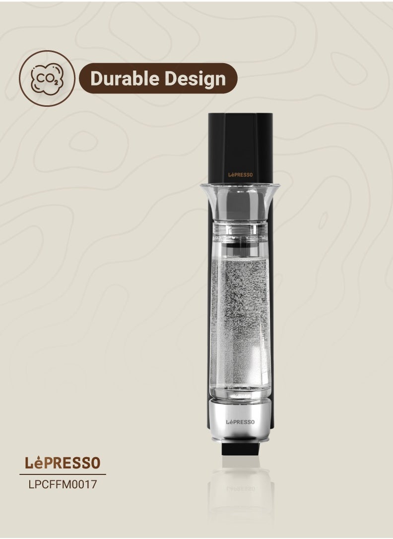LePRESSO - Sparkling Water Maker 800ml With Pressure Release Button / Portable & Compact / Durable Design / Efficient Carbonation - Black - Image 1