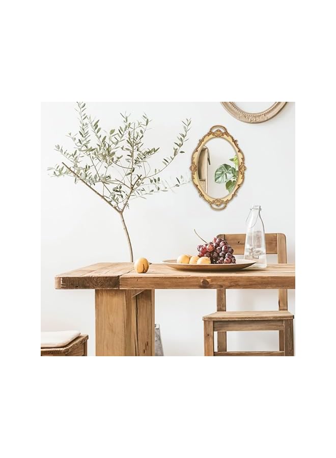 The Bros Oval Antique Decorative Wall Mirror Vintage Hanging Mirror Living-Room Dresser Decor Wall Mounted Mirror Elegant European Wall Hanging Dressing Mirror Decor for Bathroom Bedroom - Image 2