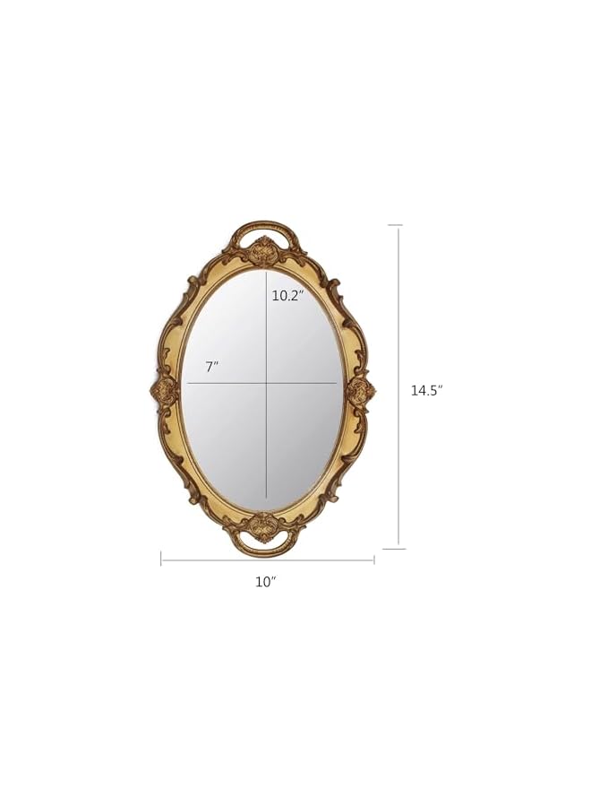 The Bros Oval Antique Decorative Wall Mirror Vintage Hanging Mirror Living-Room Dresser Decor Wall Mounted Mirror Elegant European Wall Hanging Dressing Mirror Decor for Bathroom Bedroom - Image 5