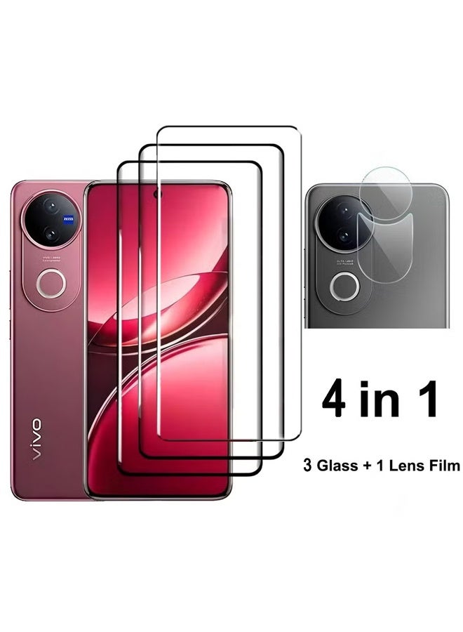 إكس ليفيل واقي شاشة 4 في 1 لهاتف فيفو V50، مصنوع من زجاج مقوى وطبقة حماية لعدسة الكاميرا، مقاوم للخدش، مضاد لبصمات الأصابع، خالي من الفقاعات، طبقة حماية 9H من الزجاج المقوى - Image 1