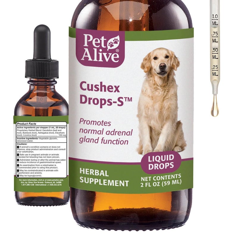PetAlive Cushex Drops-S, Adrenal Gland Balance Herbal Pet Supplement, 2fl oz., 59ML - Image 1