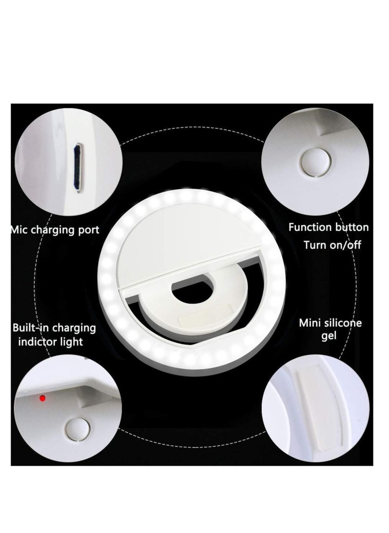 Generic Selfie Ring Light, Rechargeable Portable Clip-on Selfie Fill Light with 36 LED for iPhone/Android Smart Phone Photography, Camera Video, Girl Makes up (White)  - Image 3