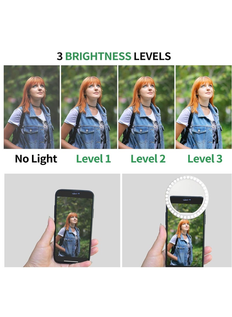 Generic Selfie Ring Light, Rechargeable Portable Clip-on Selfie Fill Light with 36 LED for iPhone/Android Smart Phone Photography, Camera Video, Girl Makes up (White)  - Image 5