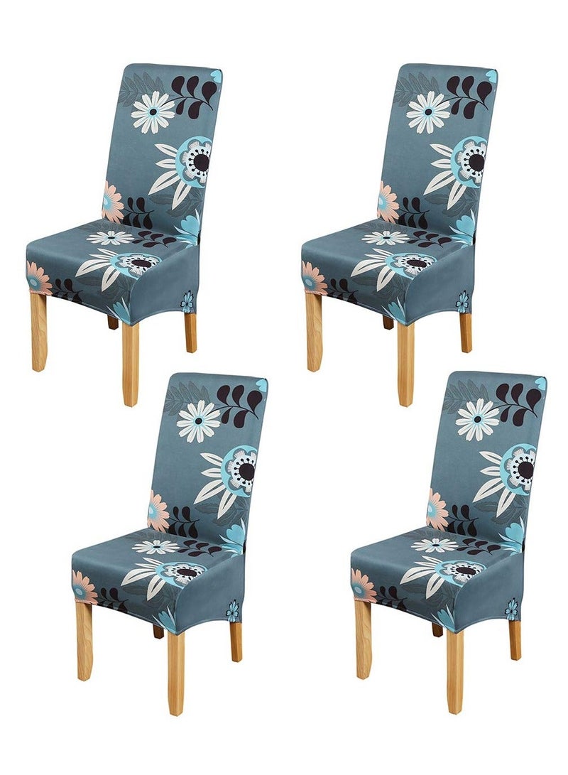 NIBEMINENT Stretch Dining Chair Covers, Modern Slipcovers Printed Protectors Removable Seat Covers Kitchen for Hotel Party Wedding Banquet (Floral Print, set of 4) - Image 1