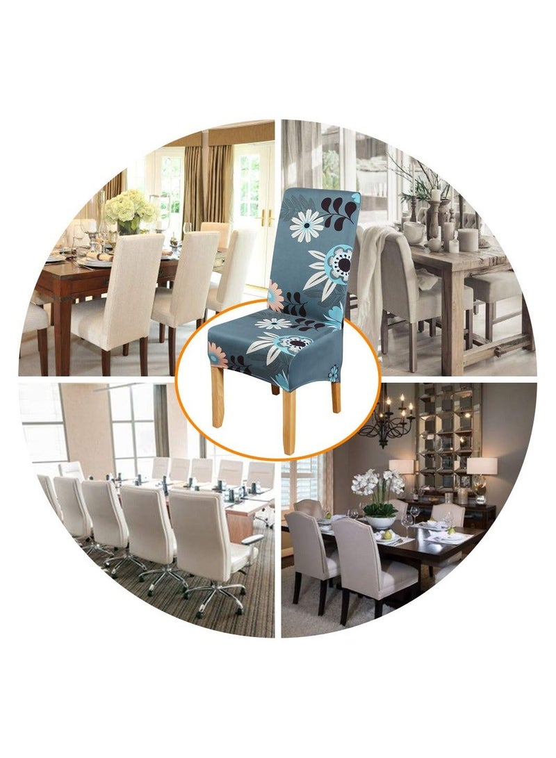 NIBEMINENT Stretch Dining Chair Covers, Modern Slipcovers Printed Protectors Removable Seat Covers Kitchen for Hotel Party Wedding Banquet (Floral Print, set of 4) - Image 4