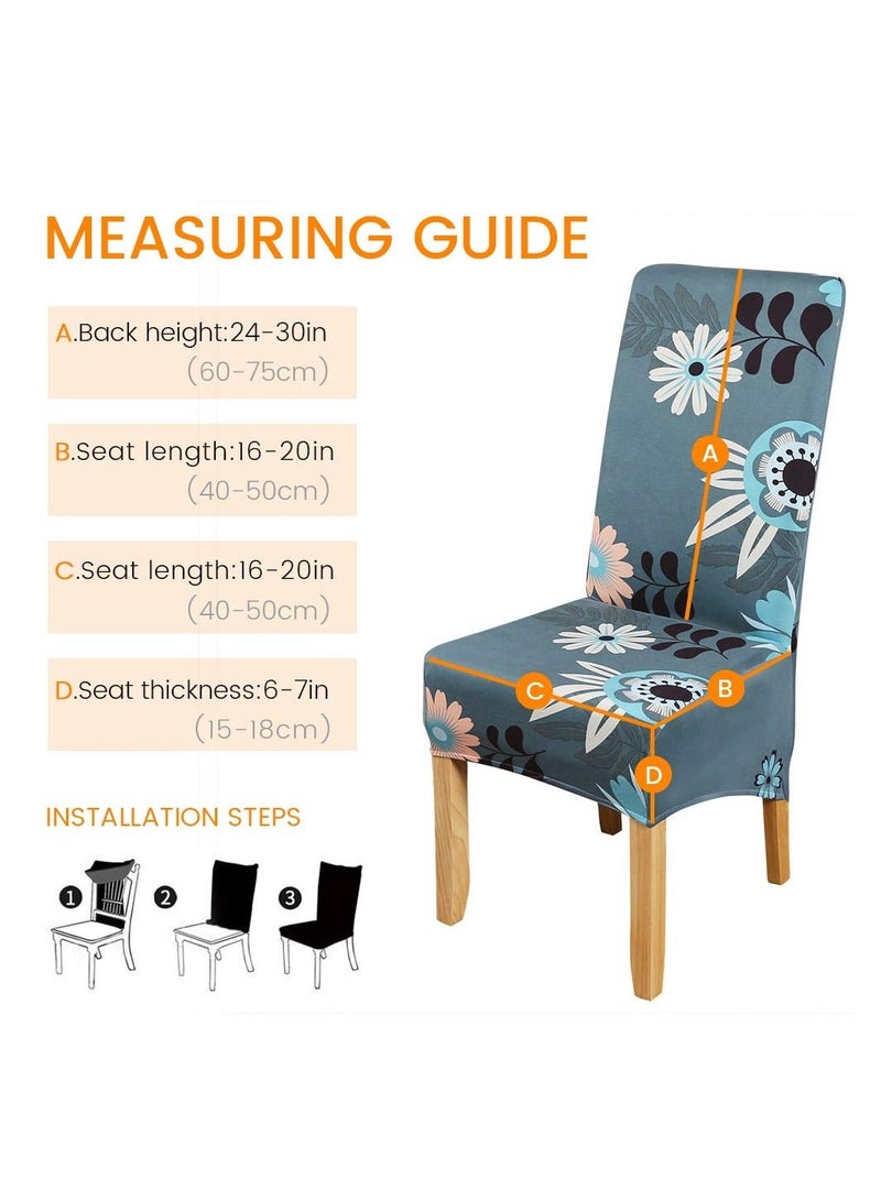 NIBEMINENT Stretch Dining Chair Covers, Modern Slipcovers Printed Protectors Removable Seat Covers Kitchen for Hotel Party Wedding Banquet (Floral Print, set of 4) - Image 2