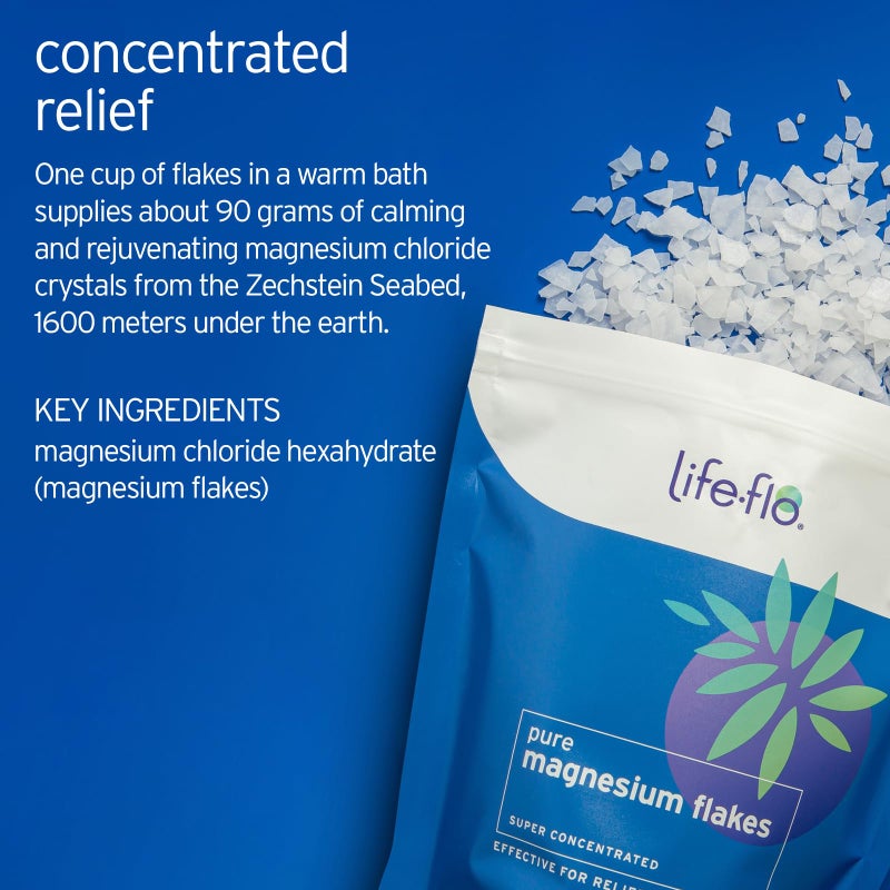 Life-flo Pure Magnesium Bath Flakes - Relaxing Bath Soak - Concentrated Magnesium Chloride Flakes from The Zechstein Seabed - Relief and Relaxation w/Ancient Trace Minerals - 60-Day Guarantee, 1.65lb - Image 2