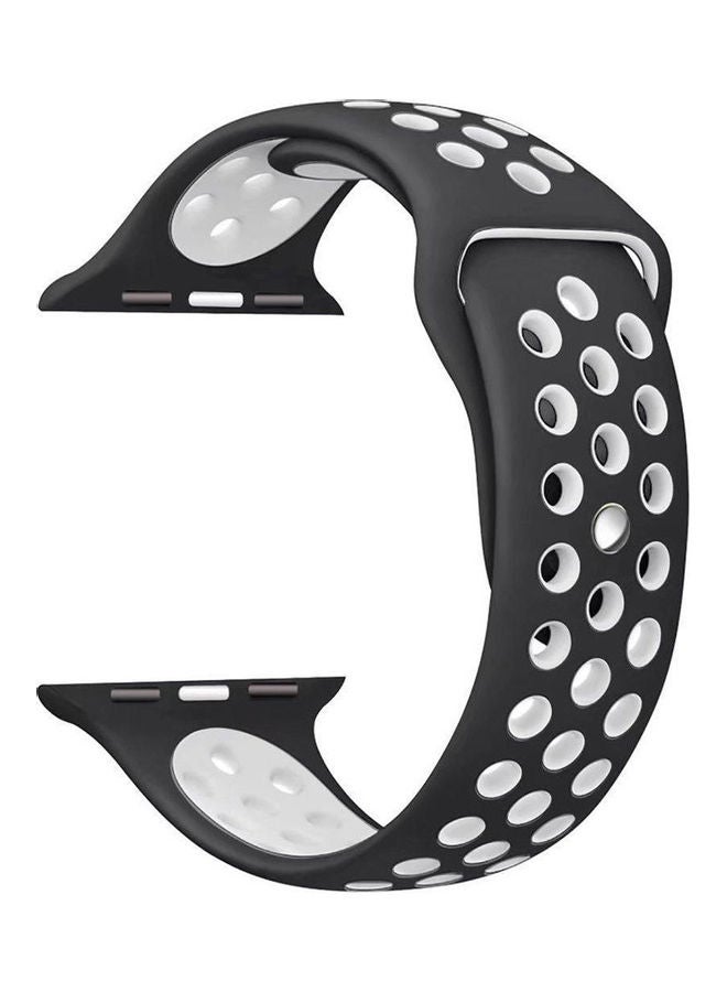 Soft Silicone Sport Strap For Apple Watch Black/ White - Image 5