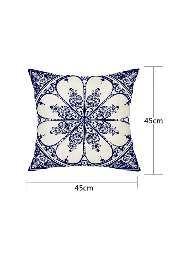 The Bros 4pcs Cushion Cover 45x45cm Pillow Cases Throw Pillow Covers for Sofa Couch Living room Bed Home Décor Blue White Porcelain - Image 2