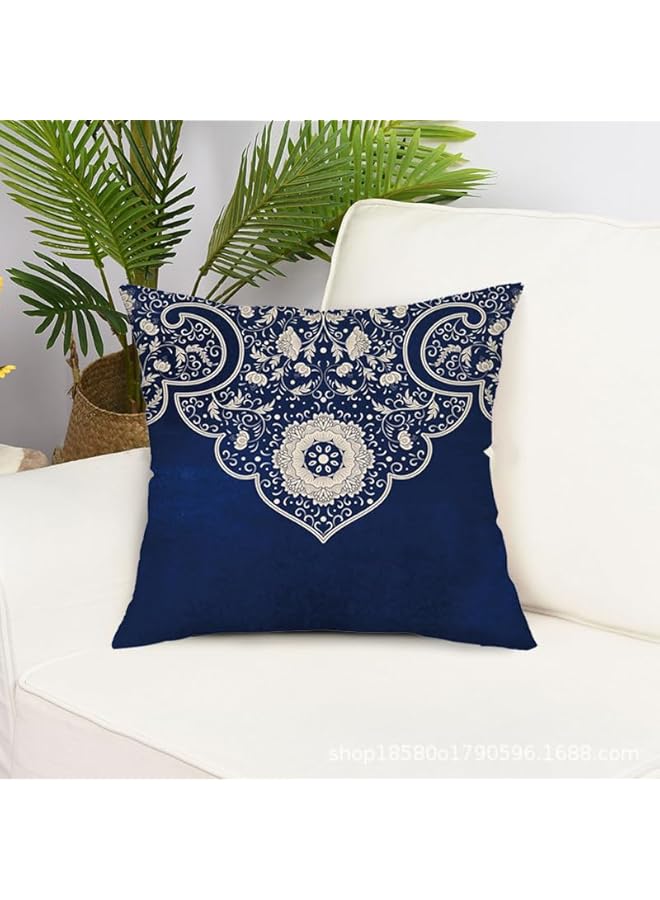 The Bros 4pcs Cushion Cover 45x45cm Pillow Cases Throw Pillow Covers for Sofa Couch Living room Bed Home Décor Blue White Porcelain - Image 3