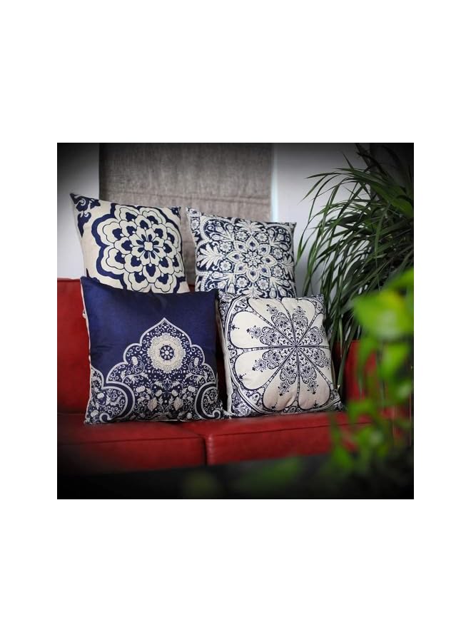 The Bros 4pcs Cushion Cover 45x45cm Pillow Cases Throw Pillow Covers for Sofa Couch Living room Bed Home Décor Blue White Porcelain - Image 5