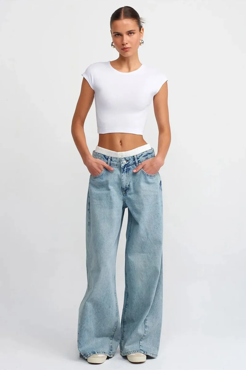 Dilvin White DILVIN Slim Fit Crop Jersey Blouse for Women | Best Price UAE