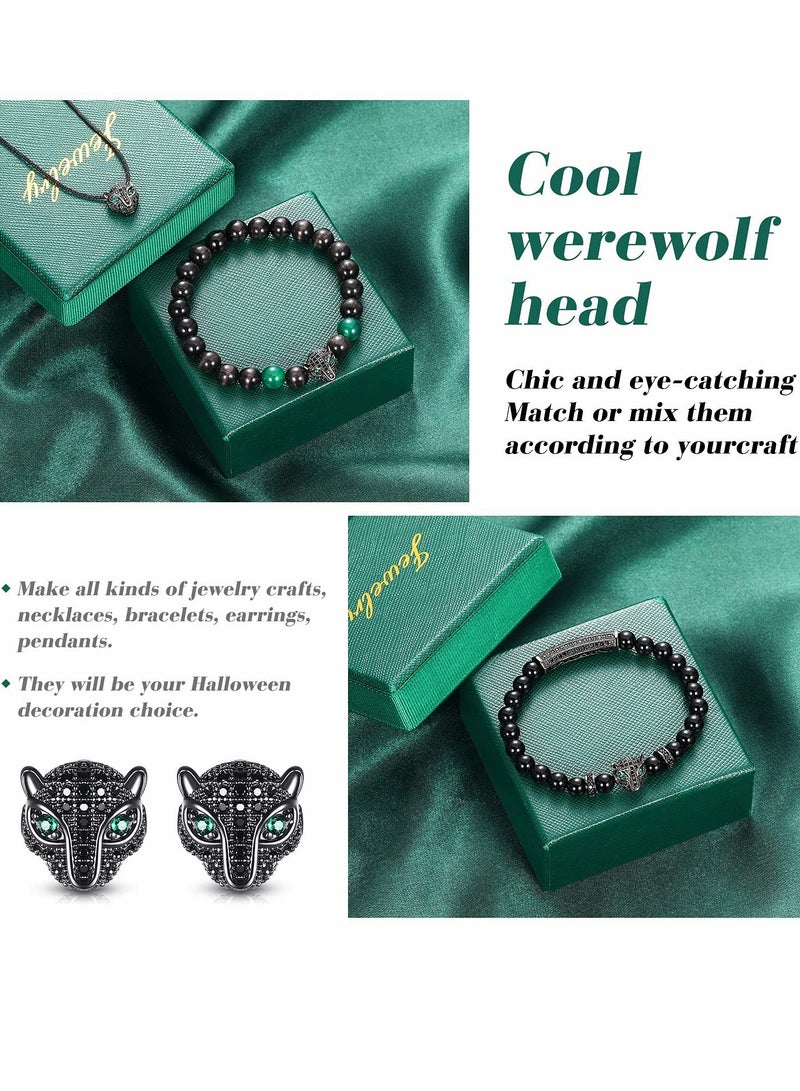 SYOSI 24 Pieces Leopard Head Spacer Bead, Antique Bead Large Hole Loose Bead Animal Cubic Zirconia Connector Charm for Men DIY Bracelet Jewelry Making  - Image 4