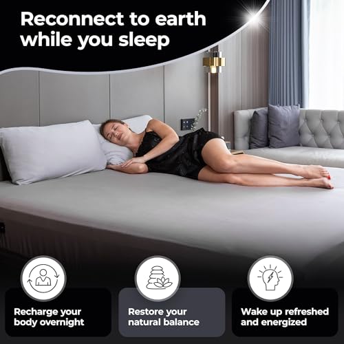 Silvery Silver-Infused Grounding Bed Sheets - Silky-Soft Earthing Fitted Sheet with Grounding Cable & Guide - 90% Lyocell 10% Conductive Silver for Better Sleep - Image 2