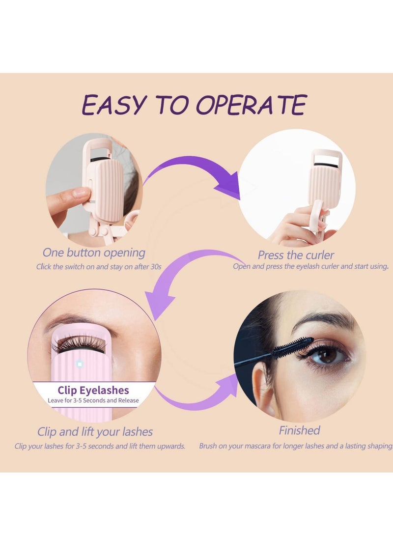 Excefore Heated Eyelash Curlers Electric Eyelash Curler Heated Rechargeable Eyelash Curler Travel Quick Long Lasting Heated Lash Curler Handheld Portable Lash Quick Pre Heat for Women Makeup Accessories - Image 3