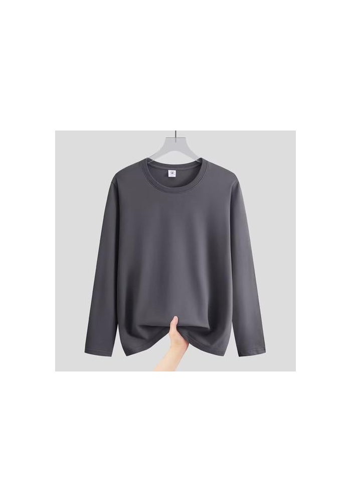Solid color long-sleeved T-shirt men's autumn and winter ins Hong Kong style trendy loose undershirt men's and women's sweater top clothes - Image 1